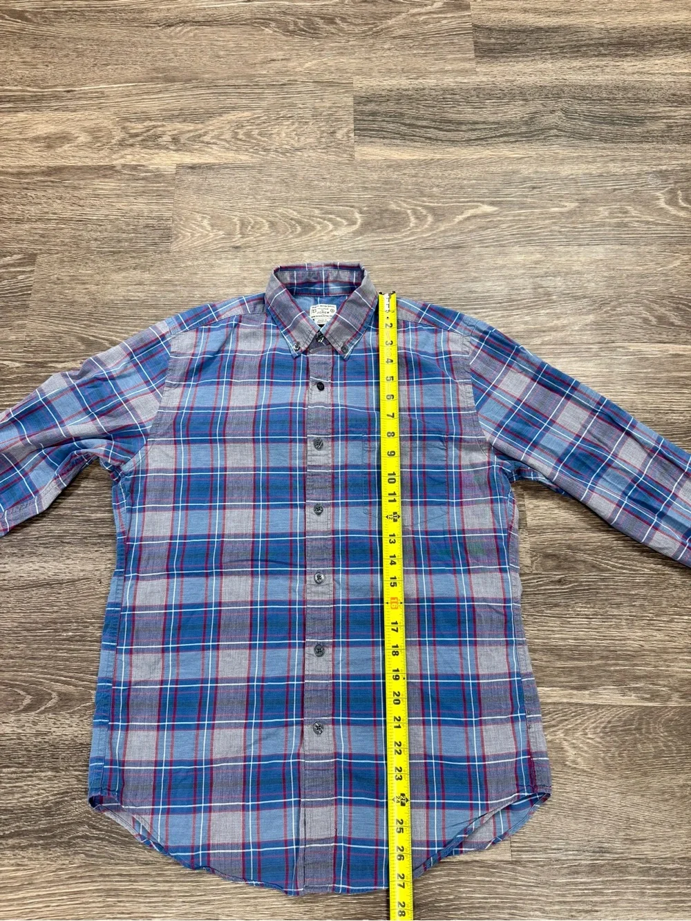 J.Crew Men’s Small Blue Red Plaid Cotton Button-Down Shirt Tailored Fit